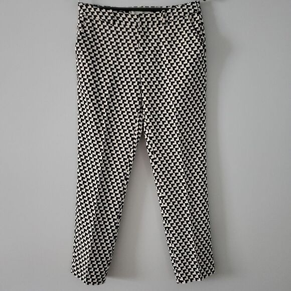 Joie Rosmira Black and White Houndstooth Design Ankle Trousers Size 4 - Picture 1 of 6